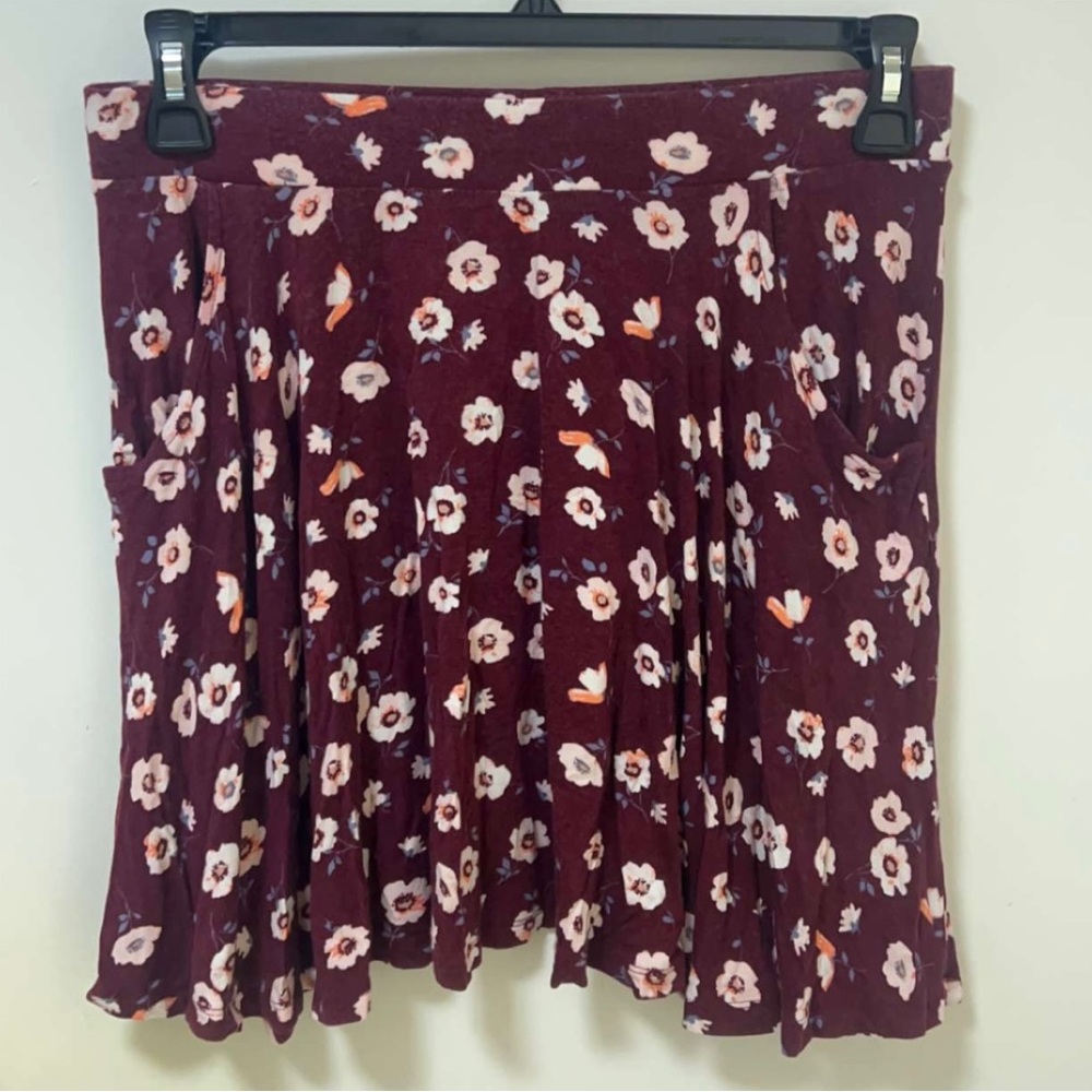 Red Pleated Mini Skater Skirt